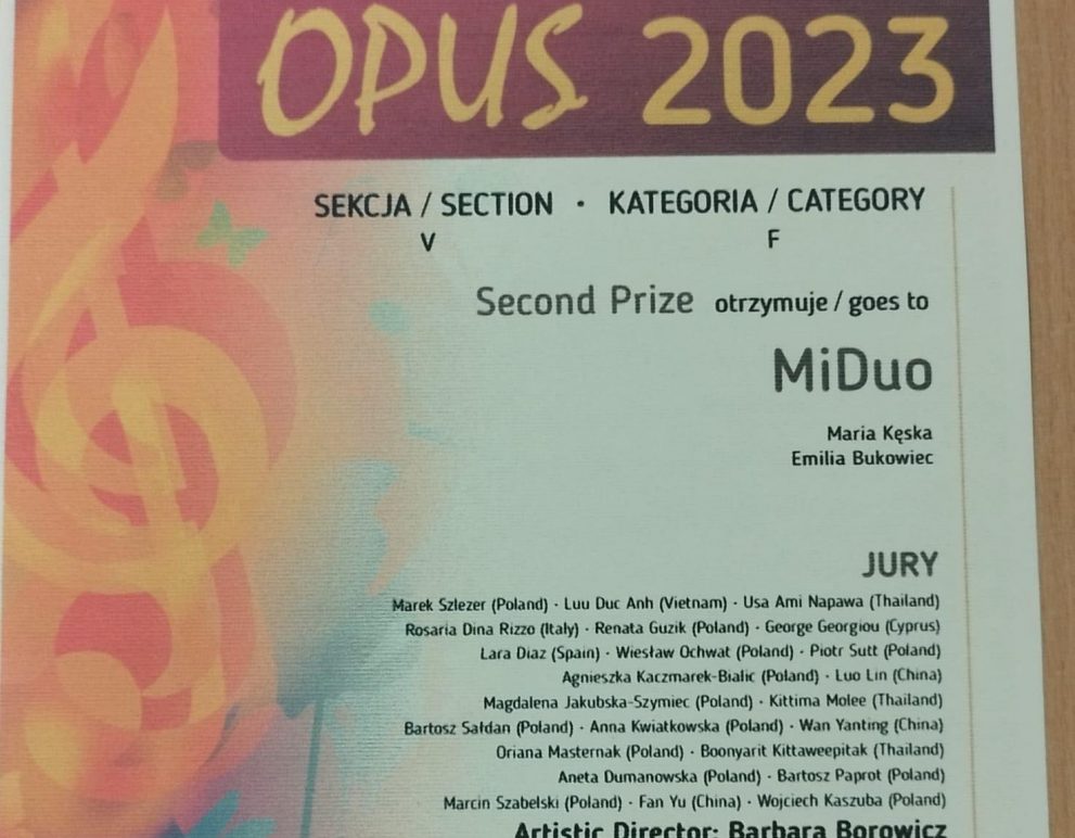 Sukces Emilii Bukowiec na Międzynarodowym Konkursie Muzycznym Opus 2023